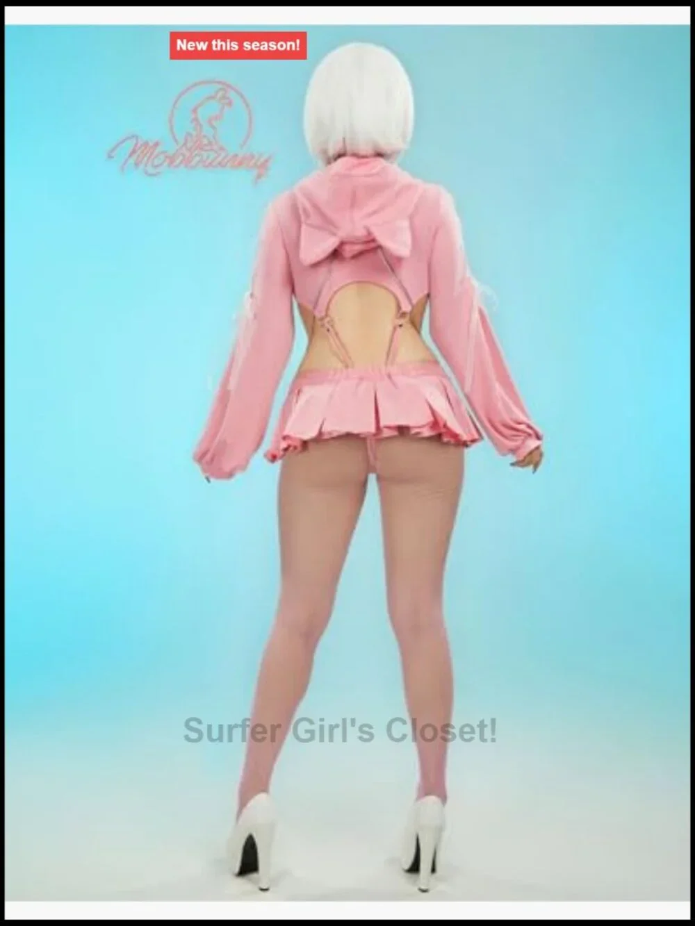Valentine's Day Lingerie Set with Heart Cutout Hoodie and Skirt